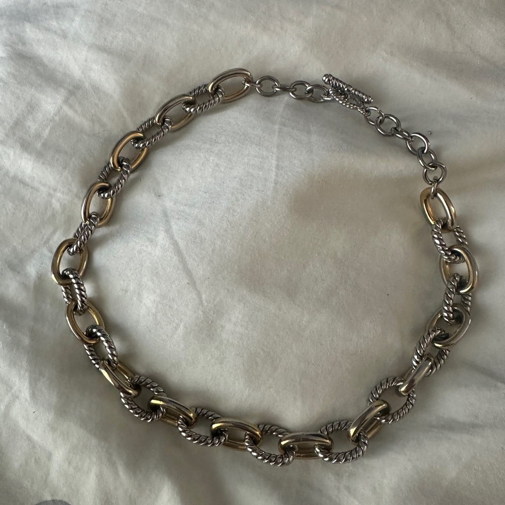 Two Tone Chain Links Choker Necklace